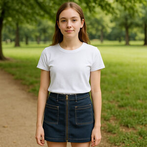 Refuge Skirt Juniors XSmall Denim Blue Jean Full Zipper A Line Straight Sexy